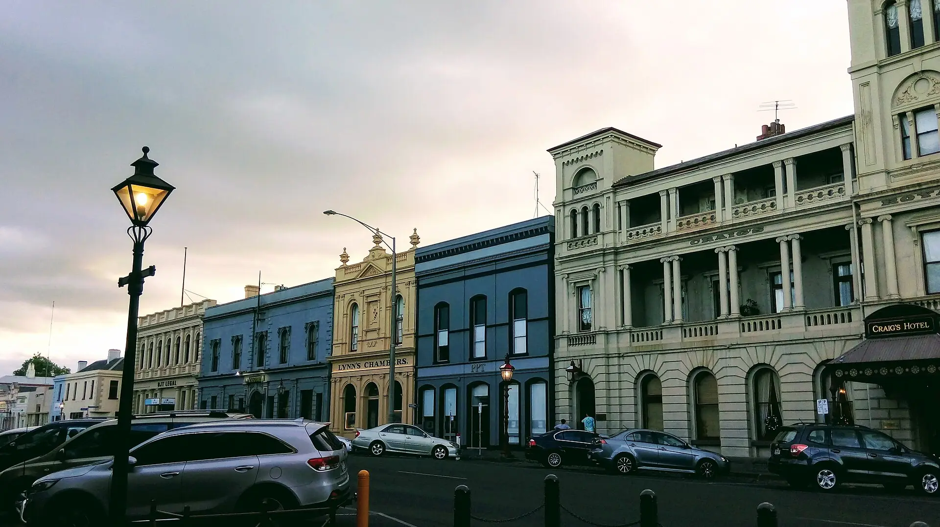 Heritage Victorian buildings along Lydiard Street in Ballarat