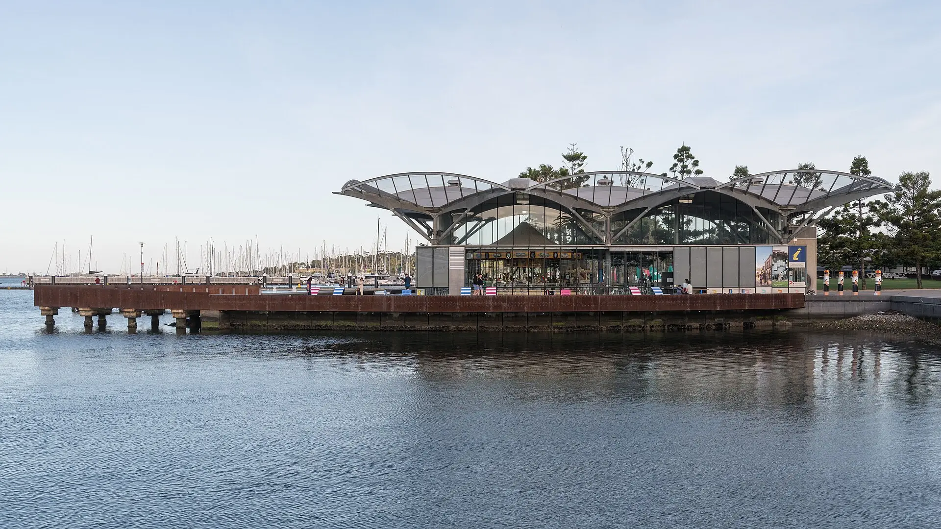 Geelong waterfront pier pavilion on Corio Bay